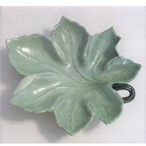 Vintage Leaf Shaped Trinket Dish 7.5" x 6 3/4" Signed by Artist 1968 Made Japan
